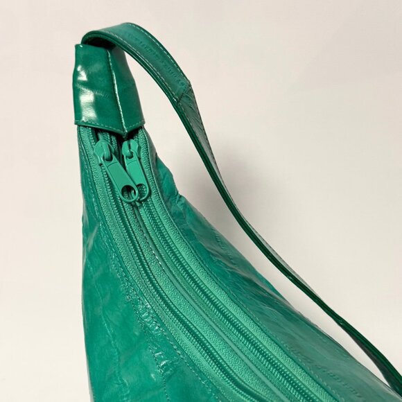 Vintage Minty Green Croissant-Style Purse – Hidden Front Pocket – Unique Retro B - Picture 8 of 13